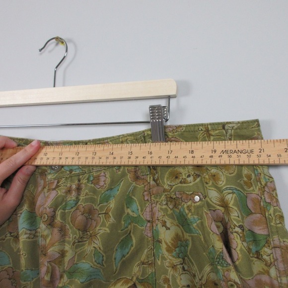 Anthropologie Cropped Cargo Pants Women 22W Green Cotton Floral Boho Baggy 488 - Picture 9 of 16